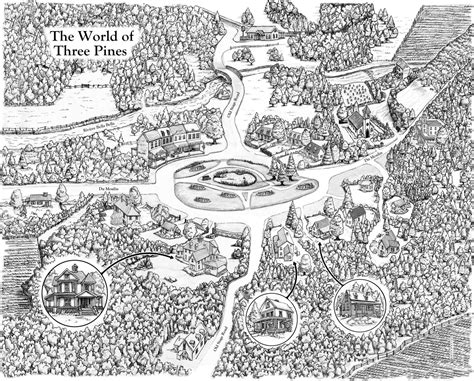 The World of Three Pines, Three Pines Inspirations Map (Louise Penny ...