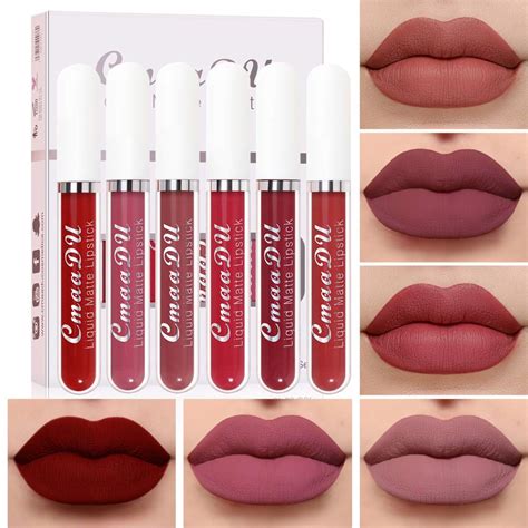 Amazon.com : 6Pcs Matte liquid lipstick Set,Dark Red Matte Lipstick Lip ...