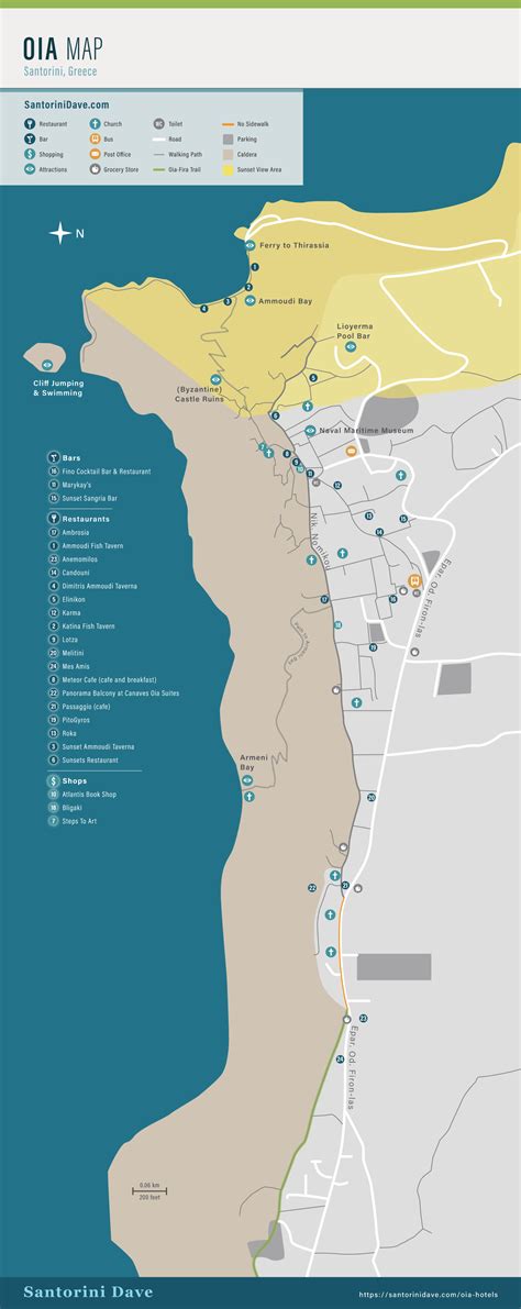 Map of Oia, Santorini - Hotels, Restaurants, Bars, Views