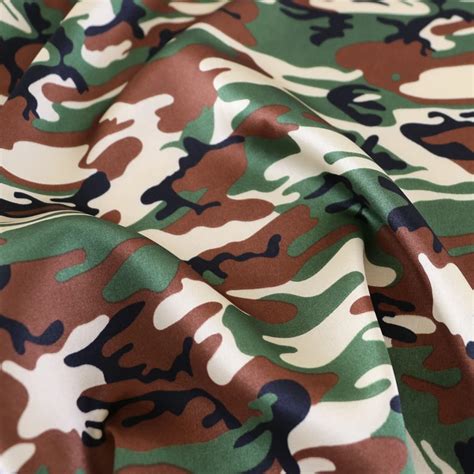 army green camouflage pattern charmeuse satin printed fabric-in Fabric ...