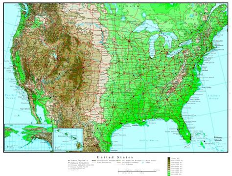 United States Elevation Map In Printable Topographic Map Of The United ...