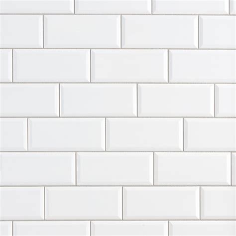 Bright White Ice Beveled Ceramic Wall Tile | Wall tiles, White wall ...