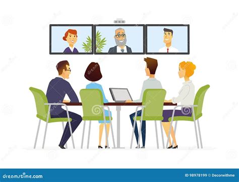 Distance Meeting - Modern Vector Business Cartoon Characters ...