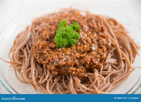 Whole Grain Spaghetti Bolognese Stock Image - Image of close, fresh ...