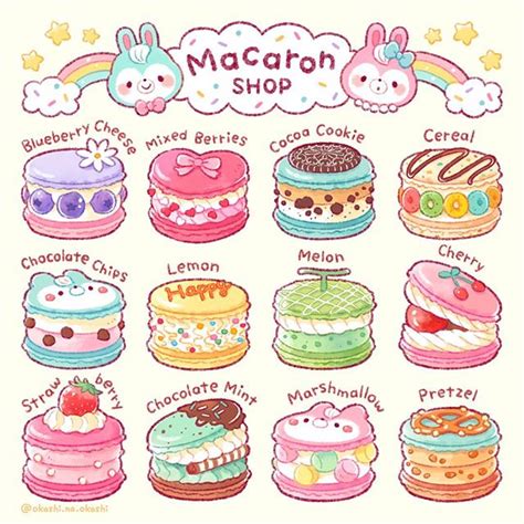 Nao・甘党イラストレーター 在 Instagram 上发布：“* Macaron shop menu. Rabbit-shaped ...