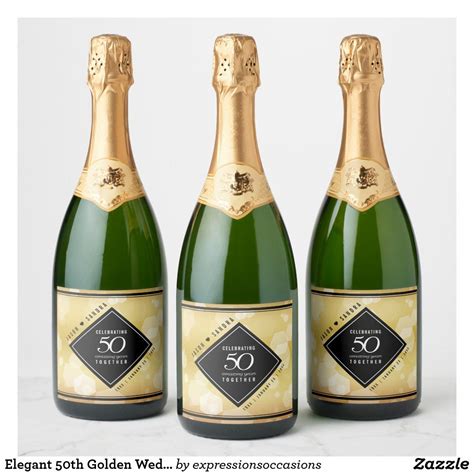 Elegant 50th Golden Wedding Anniversary Champagne Label | Zazzle.com in ...