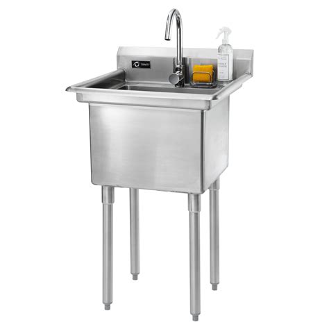 Trinity 23" x 23" Single Stainless Steel Utility Sink with Faucet ...