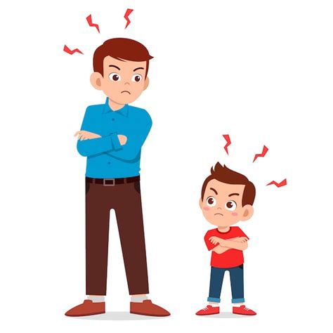 Premium Vector | Little kid boy get angry with dad