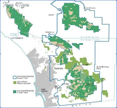 CLEVELAND NATIONAL FOREST MAP CALIFORNIA - ToursMaps.com