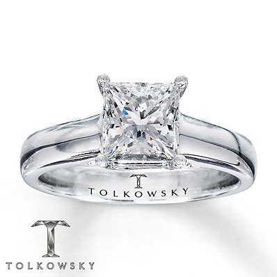 Kay Jewelers Diamond Solitaire Ring 1 1/2 ct Princess-Cut 14K White ...