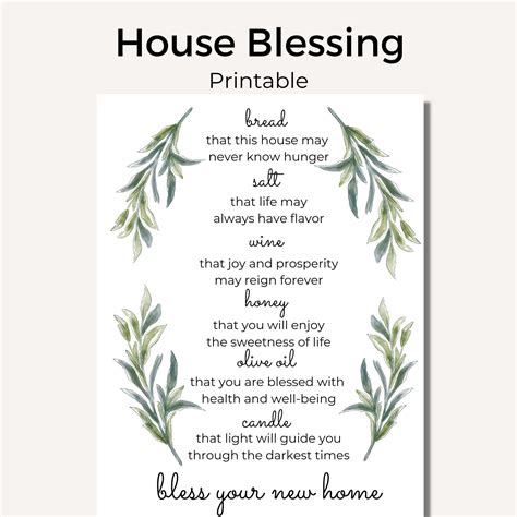 Housewarming Printable House Blessing Printable Bread, Salt, Wine New ...