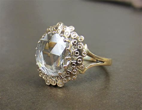 SOLD--Antique Giant Rose Cut Diamond Ring 18k – Bavier Brook Antique ...