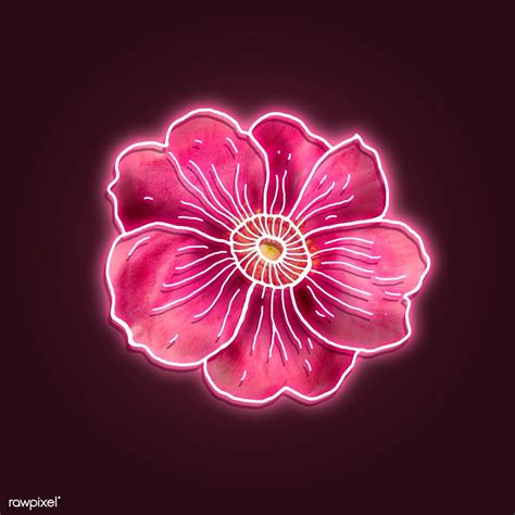 Download premium illustration of Neon pink rose mockup 2254121 in 2020 ...