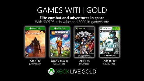 Here are April's free Xbox LIVE Gold games