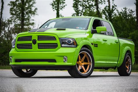 2017 Dodge Ram 1500 Lime Green Forgeline CV3C-Truck Wheel | Wheel Front