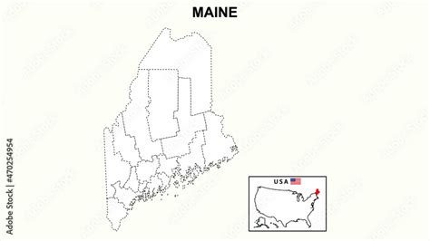 Maine Map. State and district map of Maine. Political map of Maine with ...