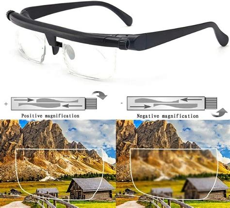 Adjustable Focus Glasses Dial Vision -6D to +3D Diopters Magnifying ...