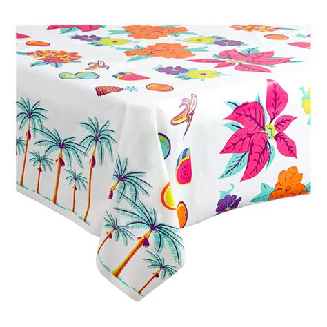 Table Mate 40" x 300' Floral Luau Plastic Table Cover Roll