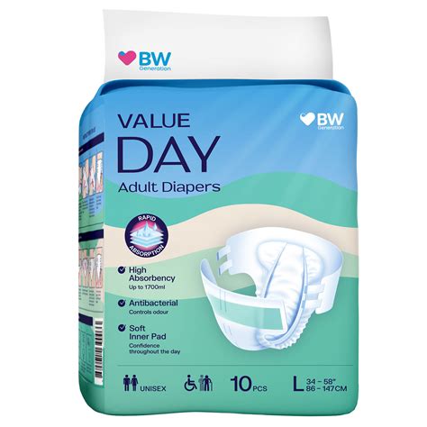 BW Value Day Diapers (Day use) – M & L - BW Generation Adult Diapers