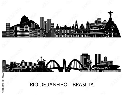 Vetor de Rio De Janeiro skyline detailed silhouette. Vector ...