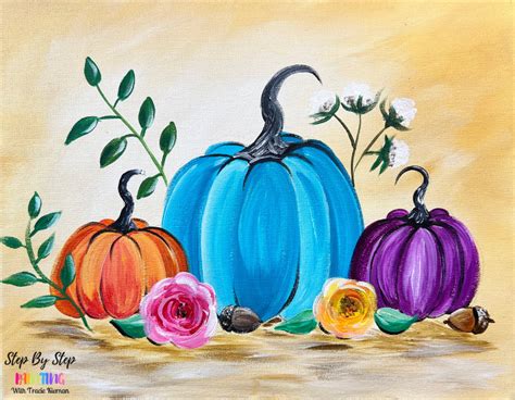 Colorful Floral Pumpkins - Acrylic Painting Tutorial - Tracie Kiernan ...