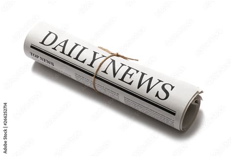 Rolled Business Newspaper with the headline News isolated on white ...