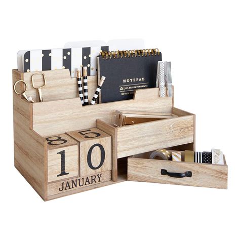 Buy BLU MONACO Wooden Mail Organizer Desktop with Block - Mail Sorter ...