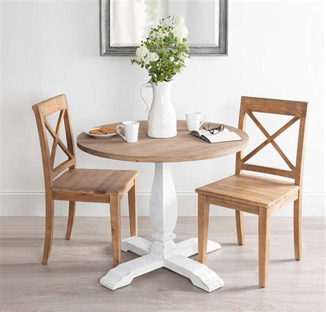 cute small farmhouse round dining room table whitewash pedestal base ...