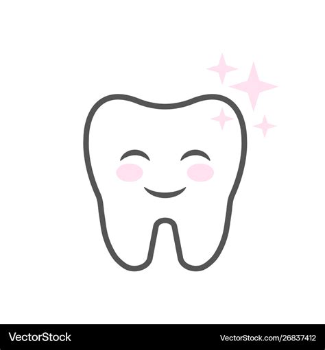 Cute smiling cartoon character tooth clean teeth Vector Image