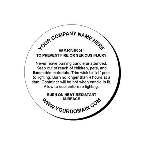 Candle Warning Labels Template