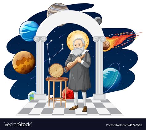 Galileo galilei cartoon character Royalty Free Vector Image