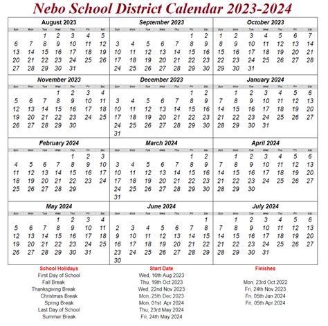 Nebo School District Calendar 2023-2024 School District Calendars