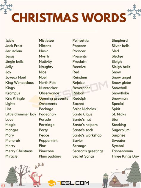 Christmas Words: 200+ Popular Words about Christmas • 7ESL