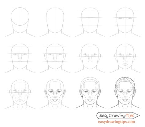 How to Draw a Male Face Step by Step Tutorial - EasyDrawingTips