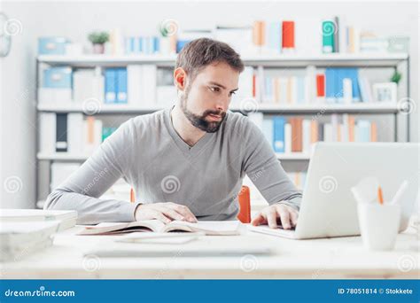 Man Studying and Connecting with a Laptop Stock Photo - Image of smart ...