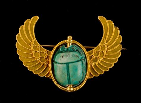 Brooch of Ancient Egyptian Scarab in a Modern Winged Mount - Egypt Museum