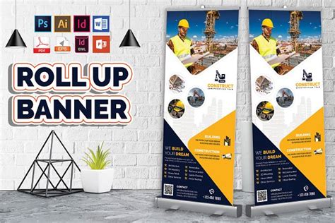 Construction Roll Up Banner Vol-07 | Creative Illustrator Templates ...