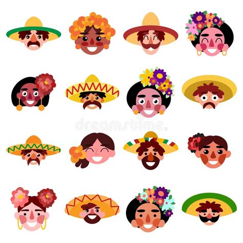 Hispanic Cartoon Different People Set Vector Illustration Stock Vector ...