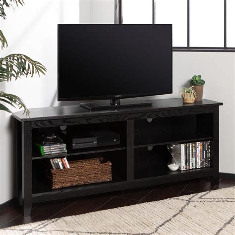 Manor Park Corner Media Storage TV Stand for TV's up to 60" - Black ...