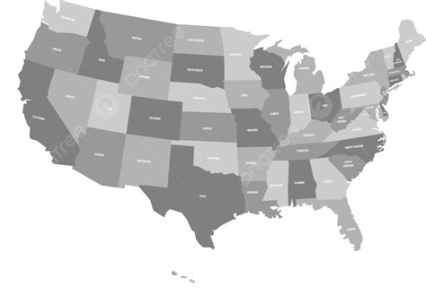 Flat Grey Us Map With White State Labels Vector, Louisiana, Us Map ...