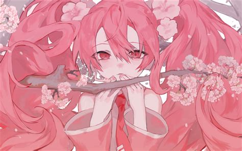 Download wallpapers Sakura Miku, 4k, pink hair, artwork, manga ...