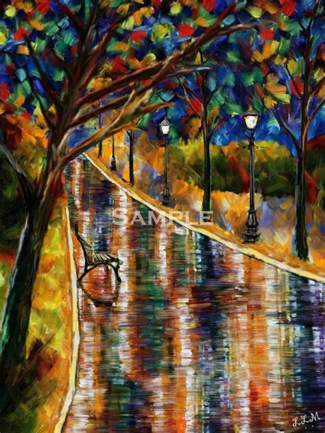 Items similar to Solo park bench painting on Etsy | Painting, Autumn ...