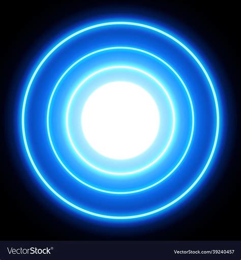 Blue neon light circles Royalty Free Vector Image