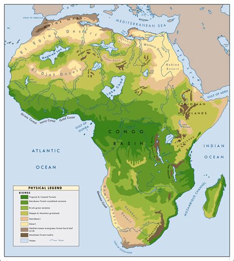 Map of Africa: Land Cover and Major Rivers