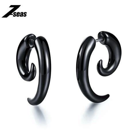 Rock Punk Black Acrylic Ear Jewelry Snail Shape Earring Tunnel Plugs ...