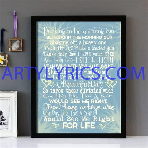 "One Day Like This" Elbow - Framed Lyrics Wall Art Design