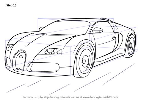 How to Draw Bugatti Veyron - DrawingTutorials101.com