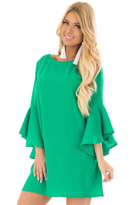 Lime Lush Boutique - Kelly Green Dress with Trumpet Sleeves, $46.99 ...