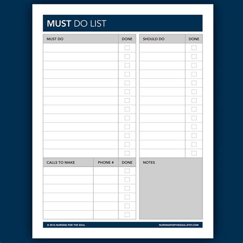 Must Do List Must Do List Prioritized to Do Checklist Printable Nursing ...