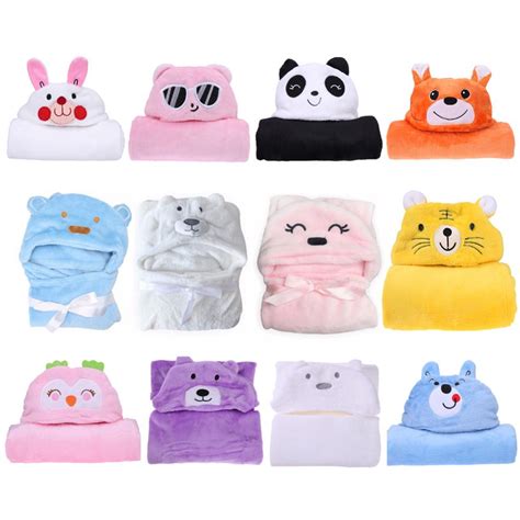 Baby Bath Towel Lovely Animal Flannel Cartoon Kid's Hooded Bath Towels ...